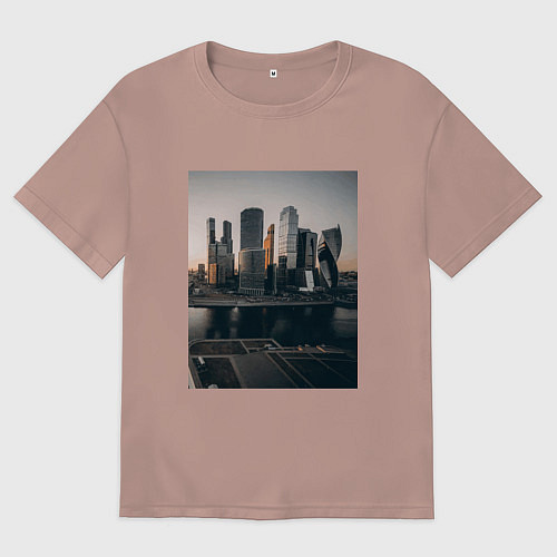 Мужская футболка оверсайз Moscow City / Пыльно-розовый – фото 1