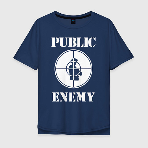 Мужская футболка оверсайз Public Enemy / Тёмно-синий – фото 1