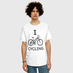 Футболка оверсайз мужская I love cycling, цвет: белый — фото 2