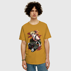 Футболка оверсайз мужская Кацуки Бакугоу, цвет: горчичный — фото 2