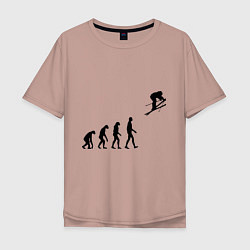 Мужская футболка оверсайз Эволюция лыжник
