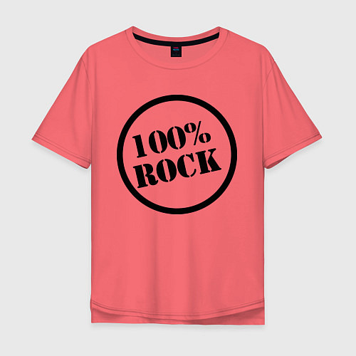 Мужская футболка оверсайз 100% Rock / Коралловый – фото 1