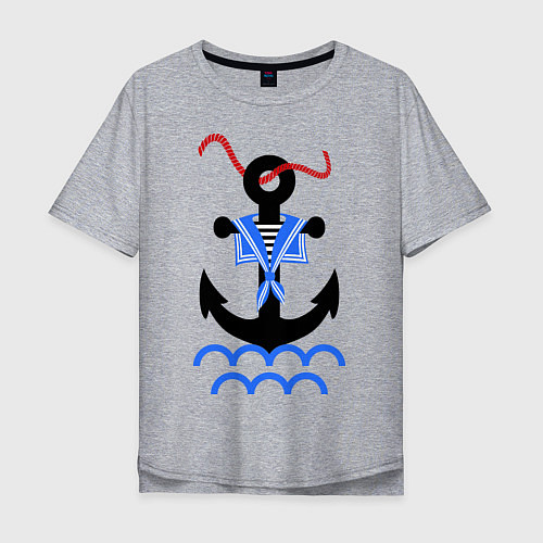 Мужская футболка оверсайз Морской якорь / Меланж – фото 1
