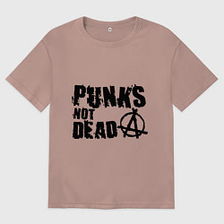 Футболка оверсайз мужская Punks not dead, цвет: пыльно-розовый