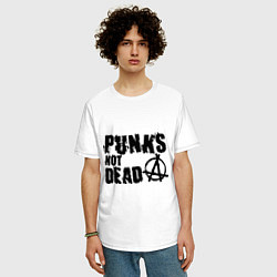 Футболка оверсайз мужская Punks not dead, цвет: белый — фото 2