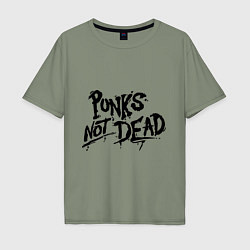 Футболка оверсайз мужская Punks not dead, цвет: авокадо