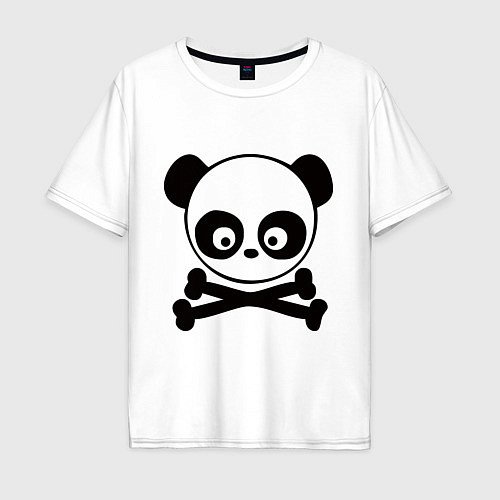 Мужская футболка оверсайз Skull panda / Белый – фото 1