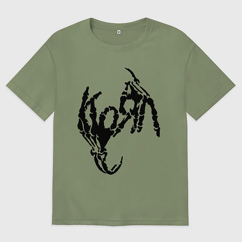 Мужская футболка оверсайз Korn bones / Авокадо – фото 1