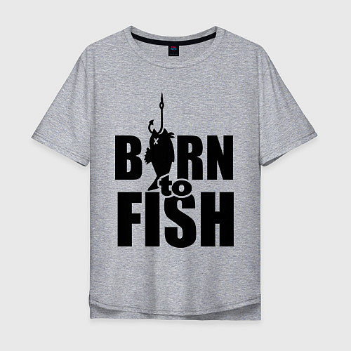 Мужская футболка оверсайз Born to fish / Меланж – фото 1