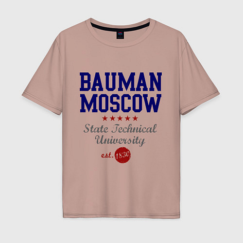 Мужская футболка оверсайз Bauman STU / Пыльно-розовый – фото 1