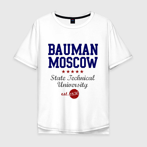 Мужская футболка оверсайз Bauman STU / Белый – фото 1