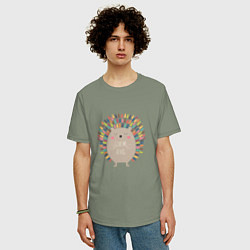 Футболка оверсайз мужская Hedgehog: give me a hug, цвет: авокадо — фото 2