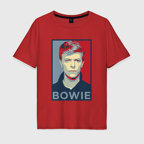 Мужская футболка оверсайз Bowie Poster / Красный – фото 1