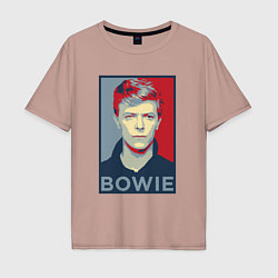 Футболка оверсайз мужская Bowie Poster, цвет: пыльно-розовый