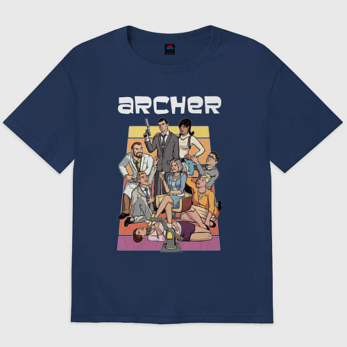 Мужская футболка оверсайз Archer / Тёмно-синий – фото 1