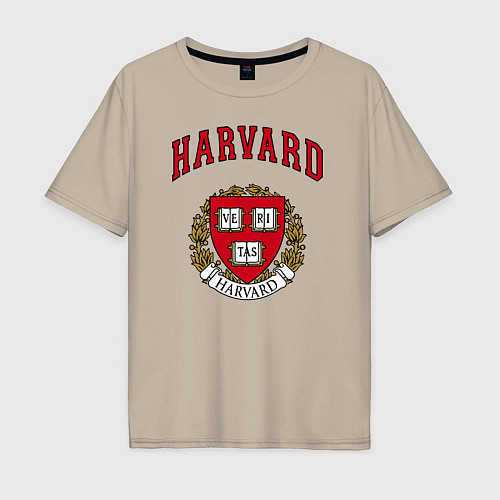 Мужская футболка оверсайз Harvard university / Миндальный – фото 1