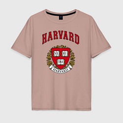 Футболка оверсайз мужская Harvard university, цвет: пыльно-розовый