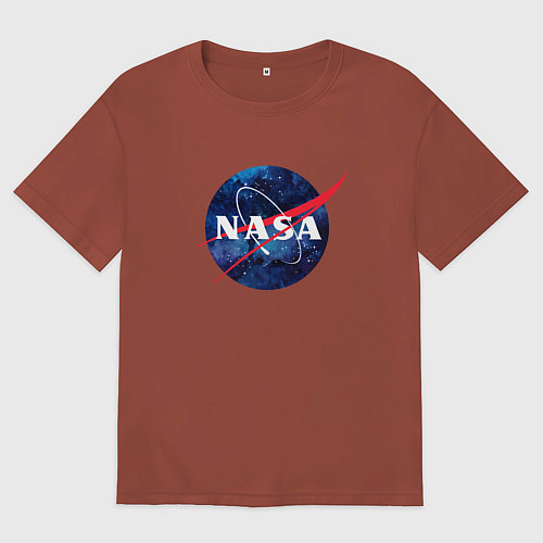 Мужская футболка оверсайз NASA: Cosmic Logo / Кирпичный – фото 1