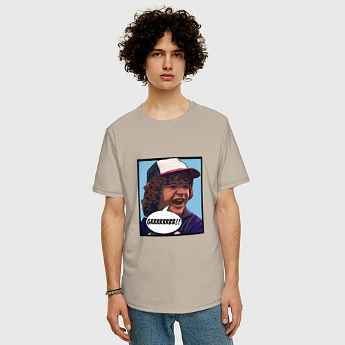 Мужская футболка оверсайз Очень странные дела / Миндальный – фото 3