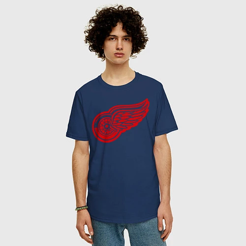 Мужская футболка оверсайз Detroit Red Wings: Pavel Datsyuk / Тёмно-синий – фото 3