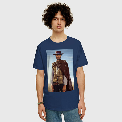 Мужская футболка оверсайз Clint Eastwood / Тёмно-синий – фото 3