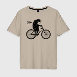 Мужская футболка оверсайз Ежик на велосипеде
