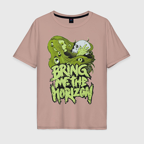Мужская футболка оверсайз Bring Me The Horizon: Green Girl / Пыльно-розовый – фото 1