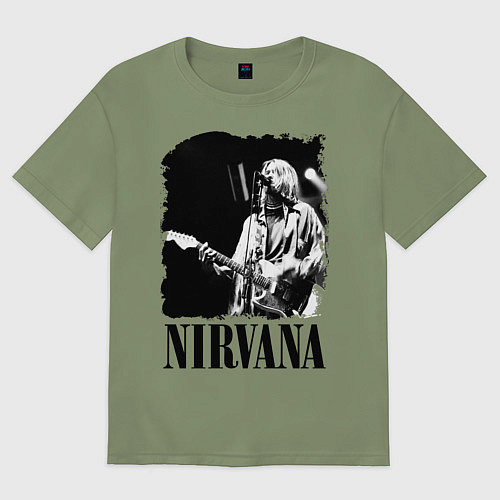 Мужская футболка оверсайз Black Nirvana / Авокадо – фото 1