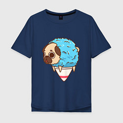 Мужская футболка оверсайз Мопс-мороженое