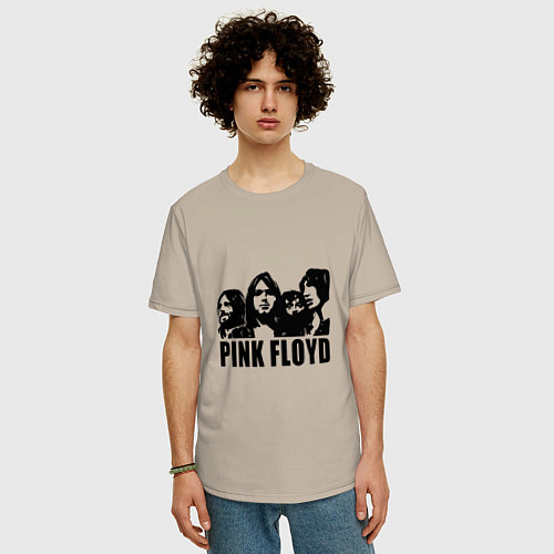 Мужская футболка оверсайз Pink Floyd / Миндальный – фото 3