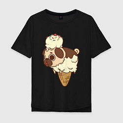 Мужская футболка оверсайз Мопс-мороженое