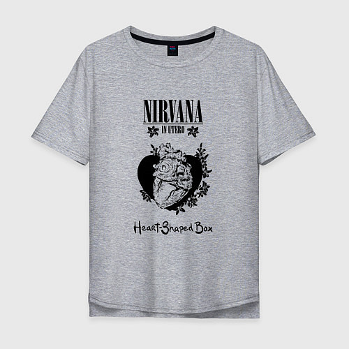 Мужская футболка оверсайз Nirvana in utero сердце / Меланж – фото 1