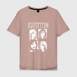 Футболка оверсайз мужская Led Zeppelin Band, цвет: пыльно-розовый