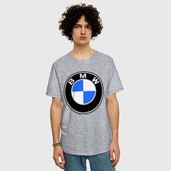 Футболка оверсайз мужская Logo BMW, цвет: меланж — фото 2