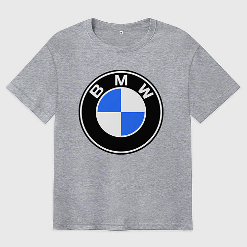 Мужская футболка оверсайз Logo BMW / Меланж – фото 1