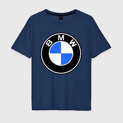 Футболка оверсайз мужская Logo BMW, цвет: тёмно-синий