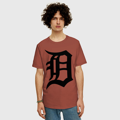 Мужская футболка оверсайз Detroit Tigers / Кирпичный – фото 3