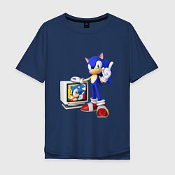 Футболка оверсайз мужская Sonic TV, цвет: тёмно-синий
