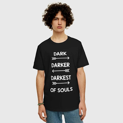 Мужская футболка оверсайз Darkest of Souls / Черный – фото 3