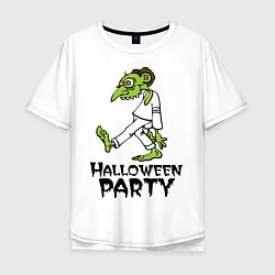 Футболка оверсайз мужская Halloween party-зомби, цвет: белый