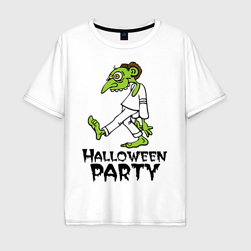 Мужская футболка оверсайз Halloween party-зомби / Белый – фото 1