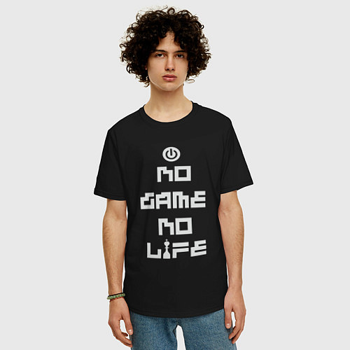 Мужская футболка оверсайз No game No life / Черный – фото 3