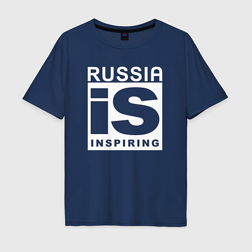 Мужская футболка оверсайз RUSSIA IS INSPIRING / Тёмно-синий – фото 1