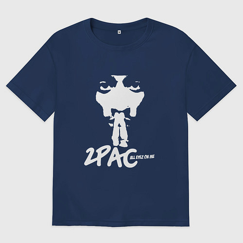 Мужская футболка оверсайз 2Pac: All Eyez On Me / Тёмно-синий – фото 1