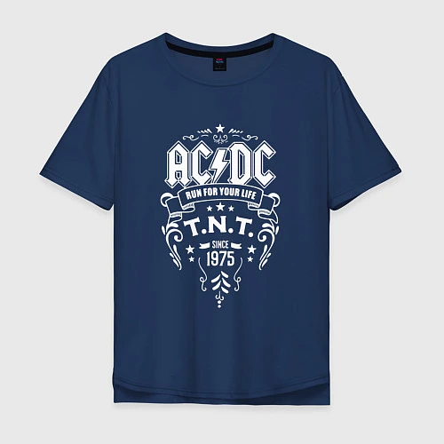 Мужская футболка оверсайз AC/DC: Run For Your Life / Тёмно-синий – фото 1
