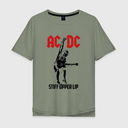 Футболка оверсайз мужская AC/DC: Stiff Upper Lip, цвет: авокадо