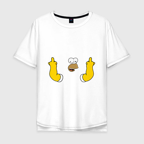 Мужская футболка оверсайз Homer Fuck / Белый – фото 1