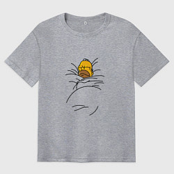 Футболка оверсайз мужская Спящий Гомер, цвет: меланж