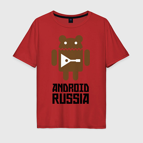 Мужская футболка оверсайз Android Russia / Красный – фото 1