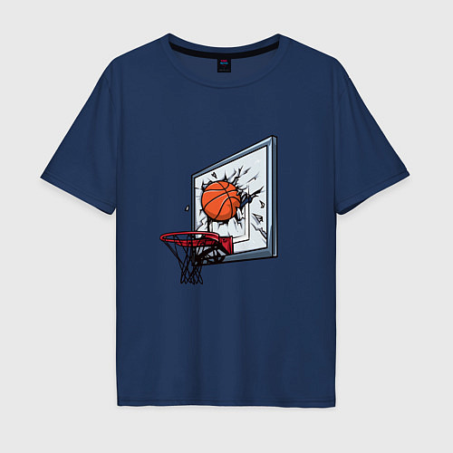 Мужская футболка оверсайз Уличный баскетбол / Тёмно-синий – фото 1